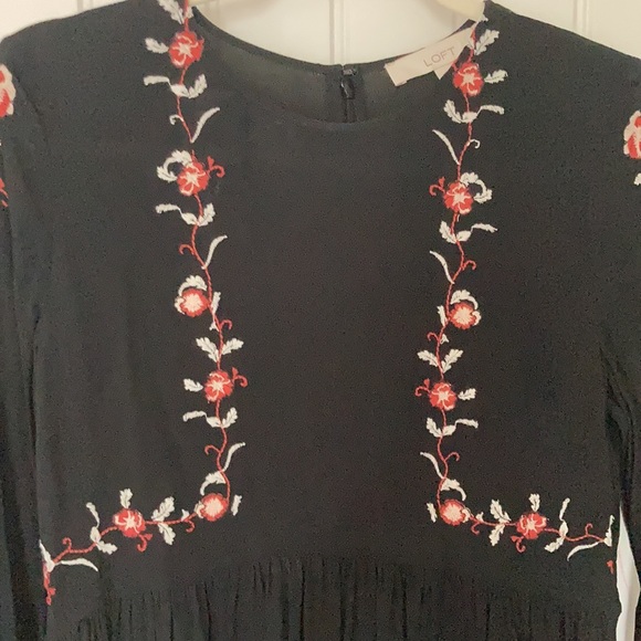 LOFT Black embroidered dress - Picture 4 of 10
